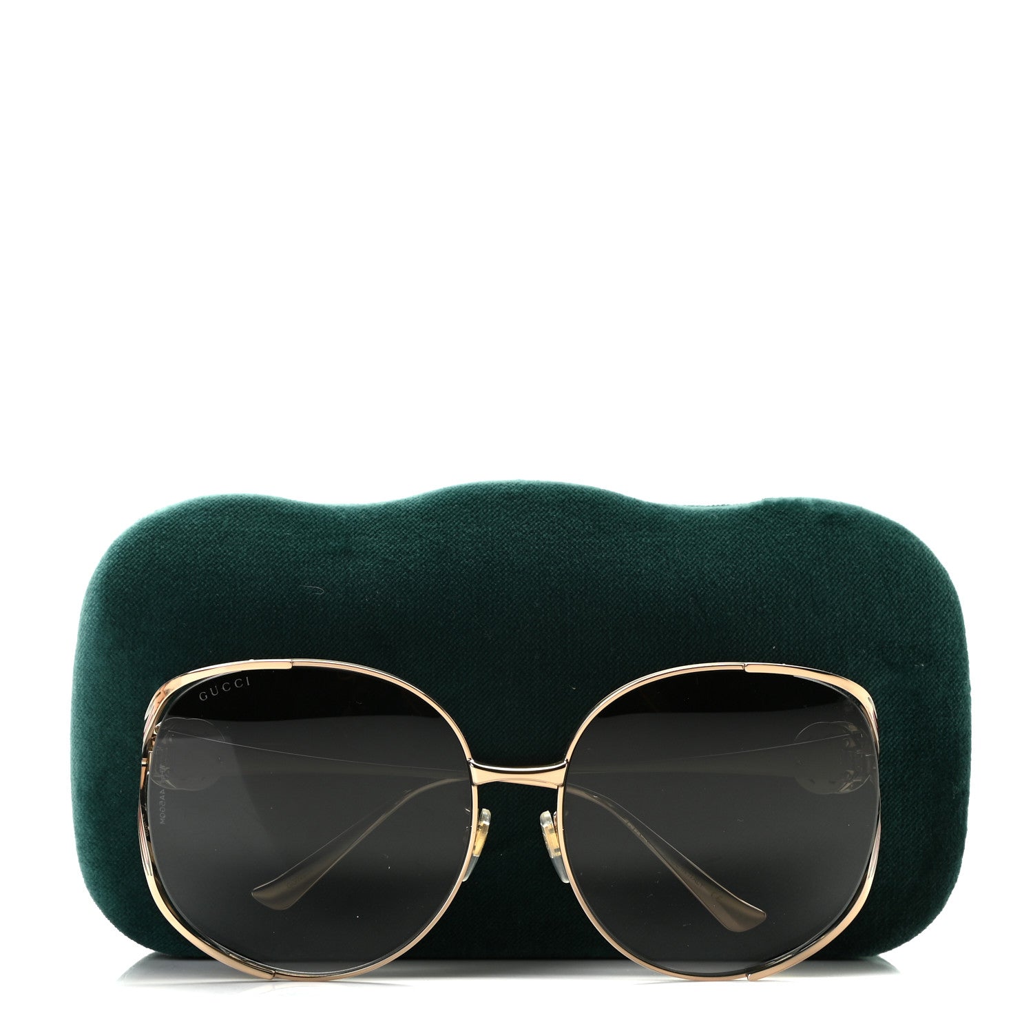 Gucci Metal Oversized Round Frame GG0225S Sunglasses Gold 6 of 6