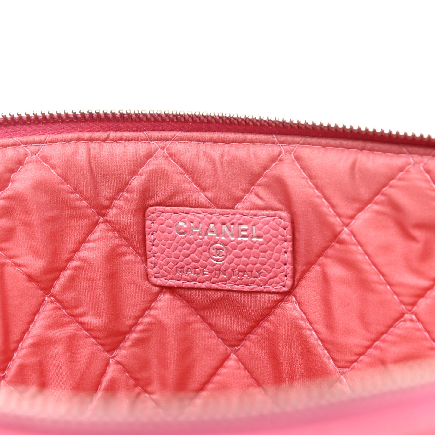 Caviar Quilted Large Cosmetic Case Rose Pink