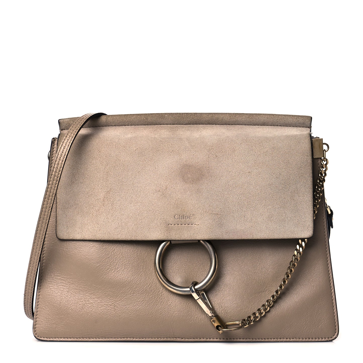 Calfskin Suede Medium Faye Shoulder Bag Motty Grey