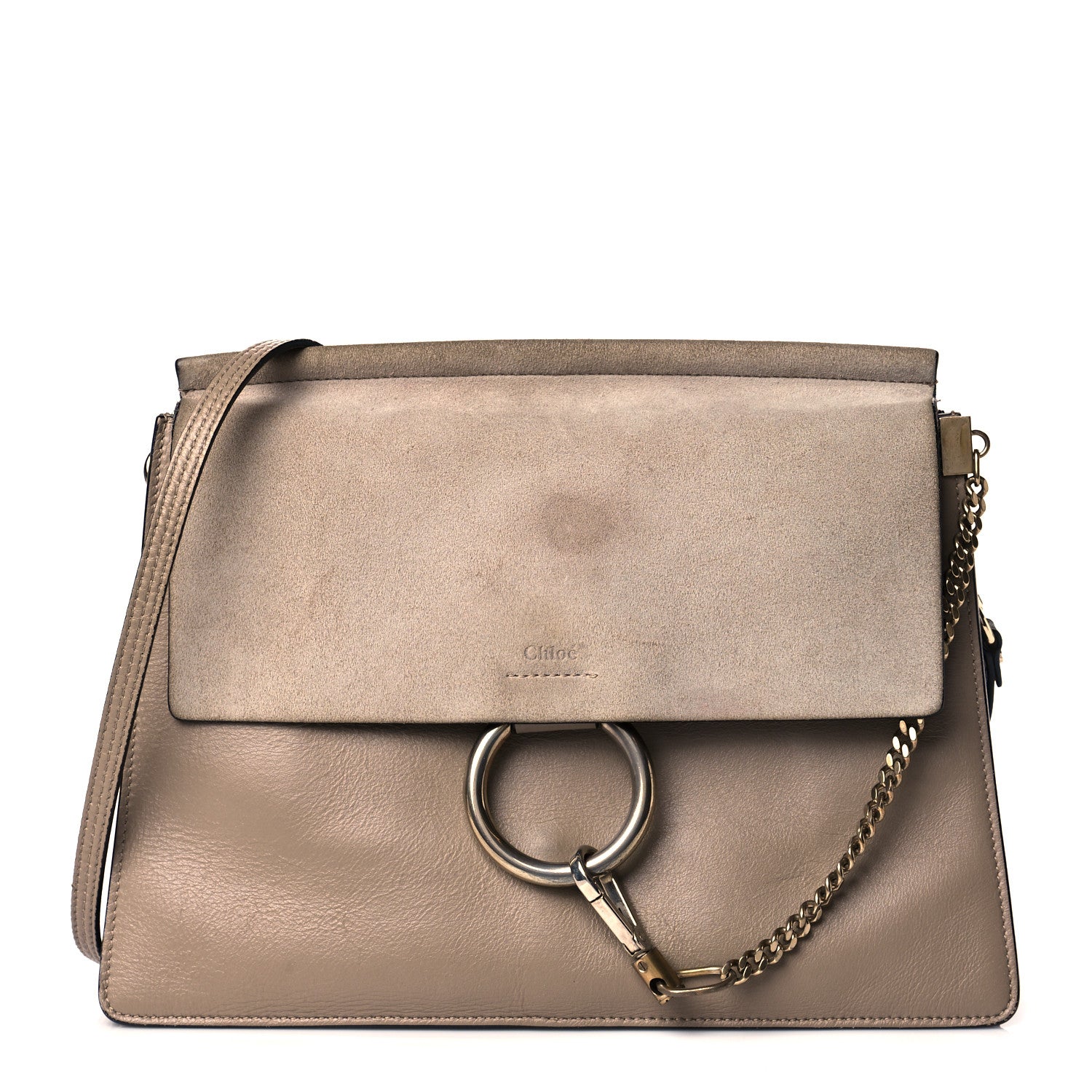 Chloe Calfskin Suede Medium Faye Shoulder Bag Motty Grey 1 of 14