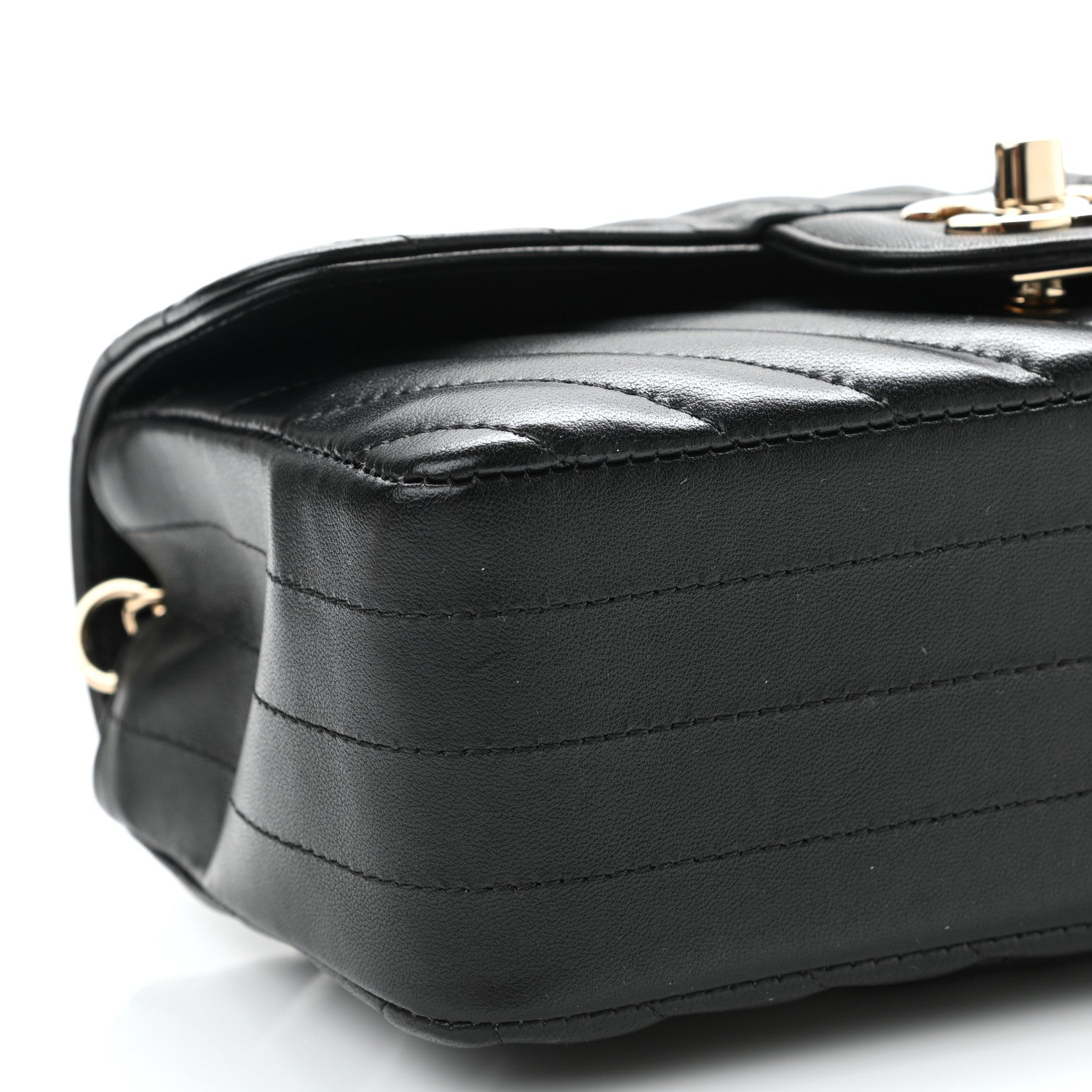 Chanel Lambskin Chevron Quilted Mini Rectangular Flap Black 9 of 11