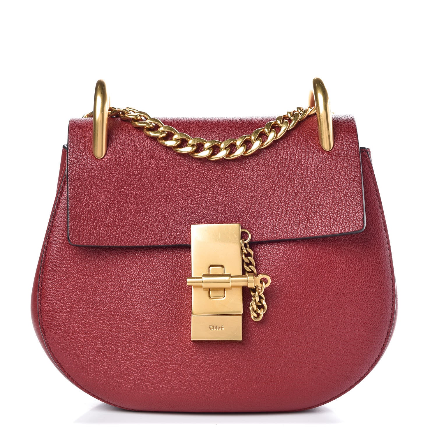 Chloe Grained Lambskin Mini Drew Shoulder Bag Intense Red 1 of 7
