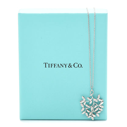 Tiffany 18K White Gold Diamond Paloma Picasso Olive Leaf Pendant Necklace 7 of 7