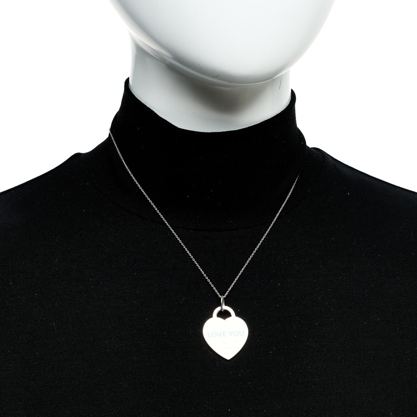 Sterling Silver Enamel LOVE YOU Heart Pendant Necklace Blue