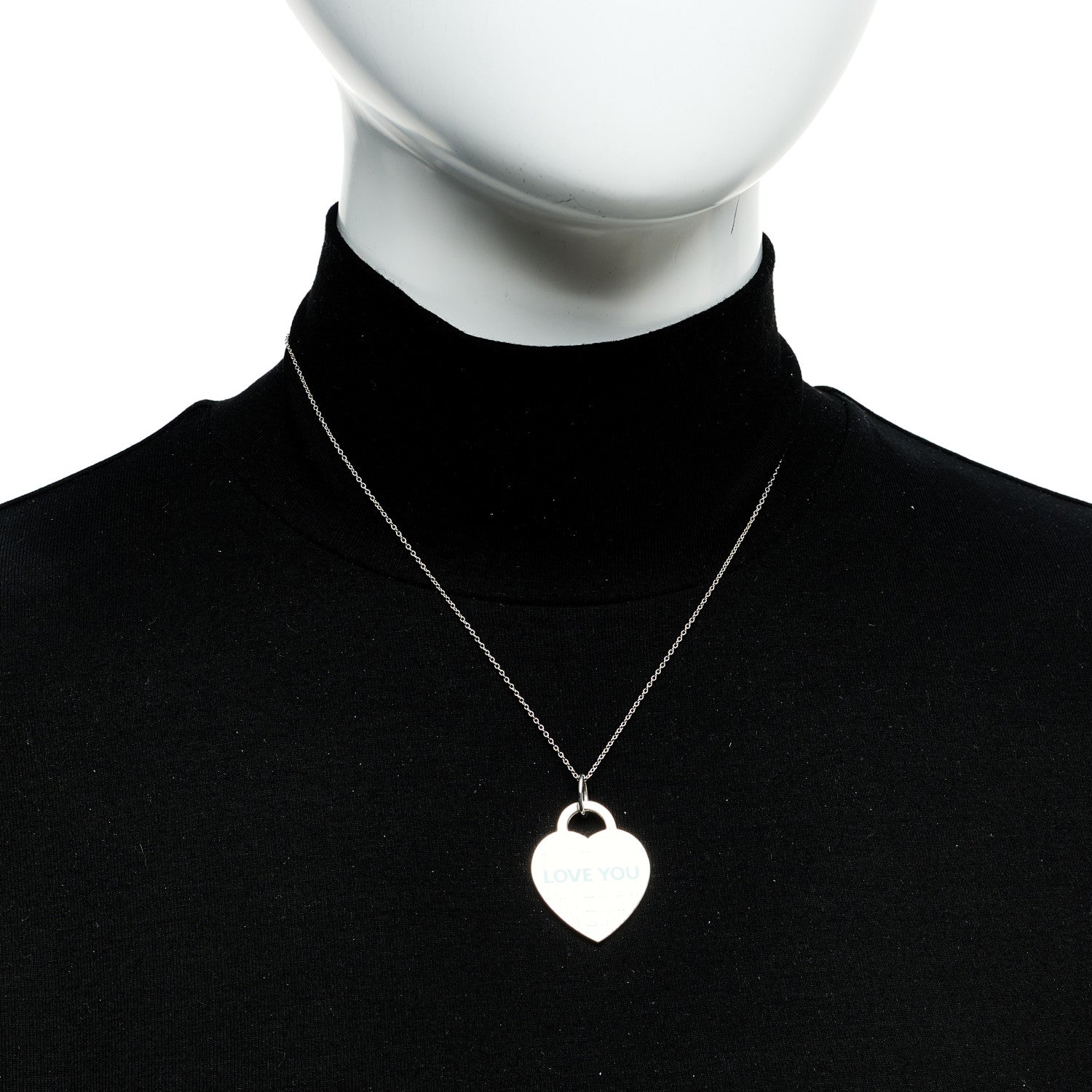 Tiffany Sterling Silver Enamel LOVE YOU Heart Pendant Necklace Blue 2 of 6