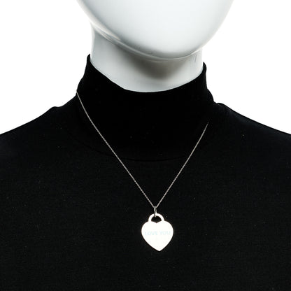 Tiffany Sterling Silver Enamel LOVE YOU Heart Pendant Necklace Blue 2 of 6