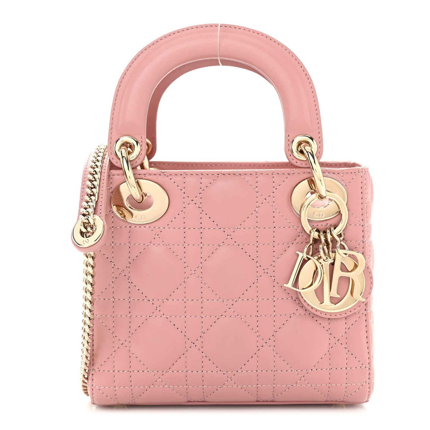 Lambskin Cannage Mini Lady Dior Rose De Vents