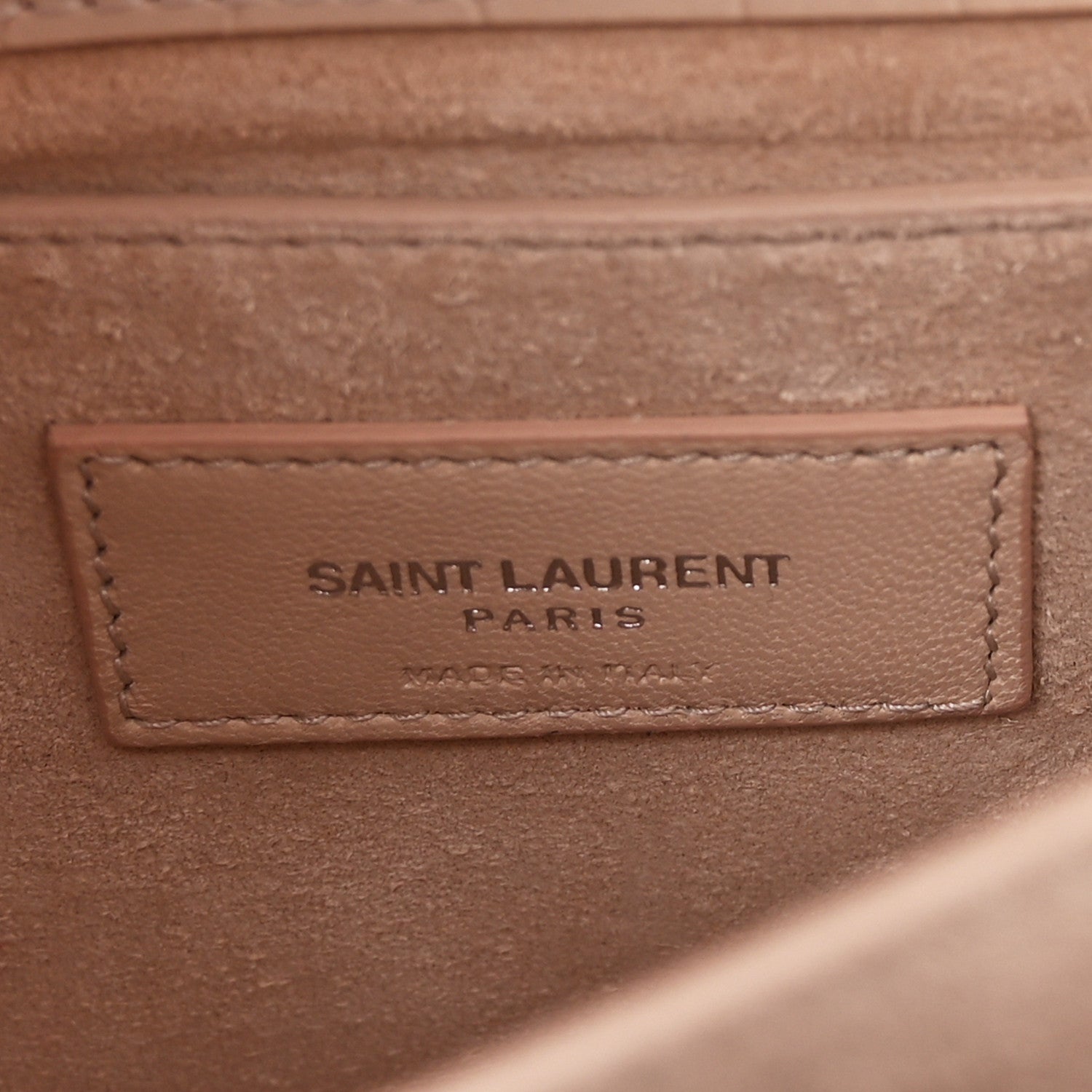 Saint Laurent Calfskin Crocodile Embossed Medium Monogram Sunset Powder Pink 6 of 10