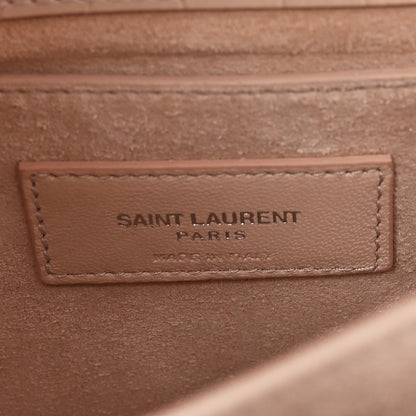 Saint Laurent Calfskin Crocodile Embossed Medium Monogram Sunset Powder Pink 6 of 10