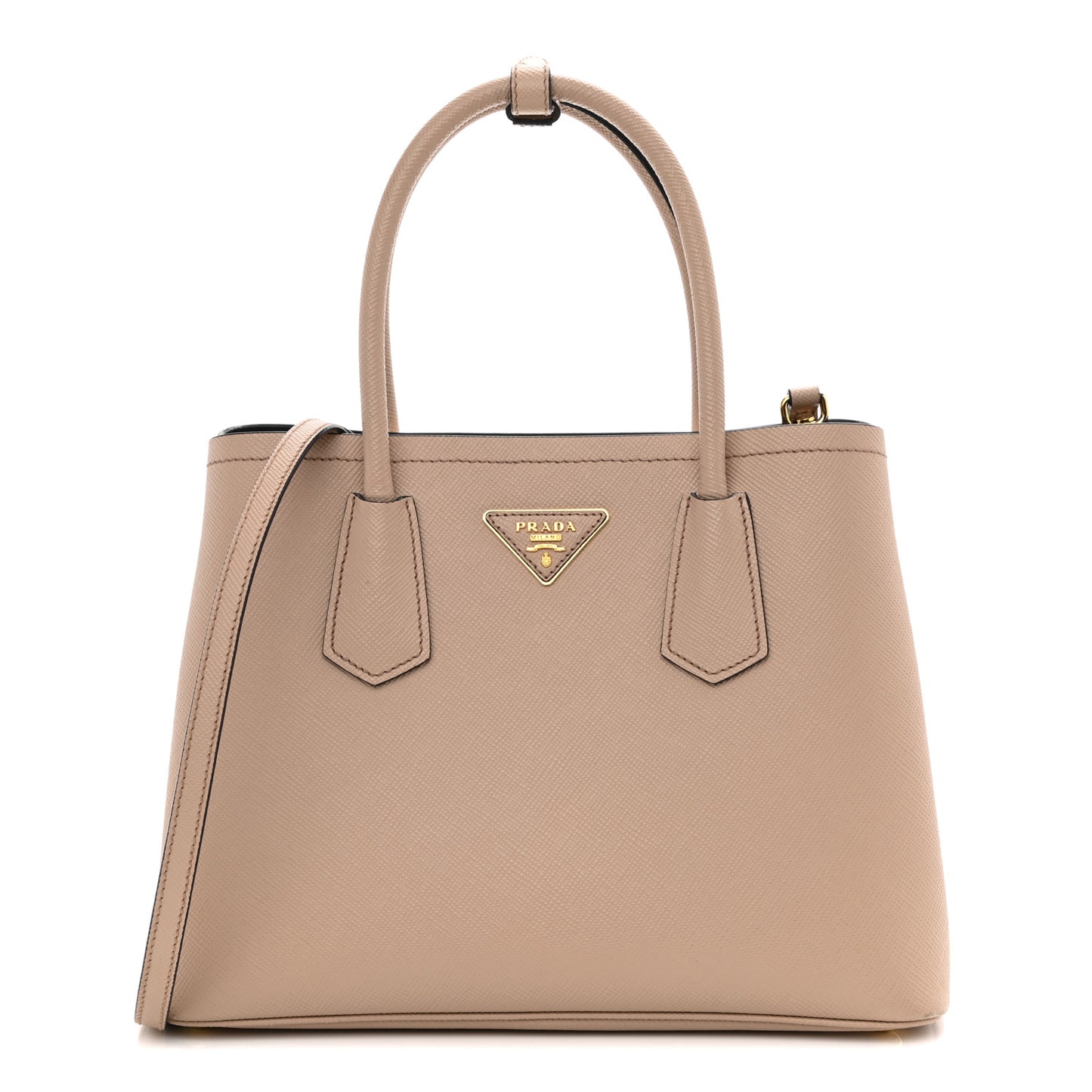 Saffiano Cuir Small Double Bag Cammeo Black