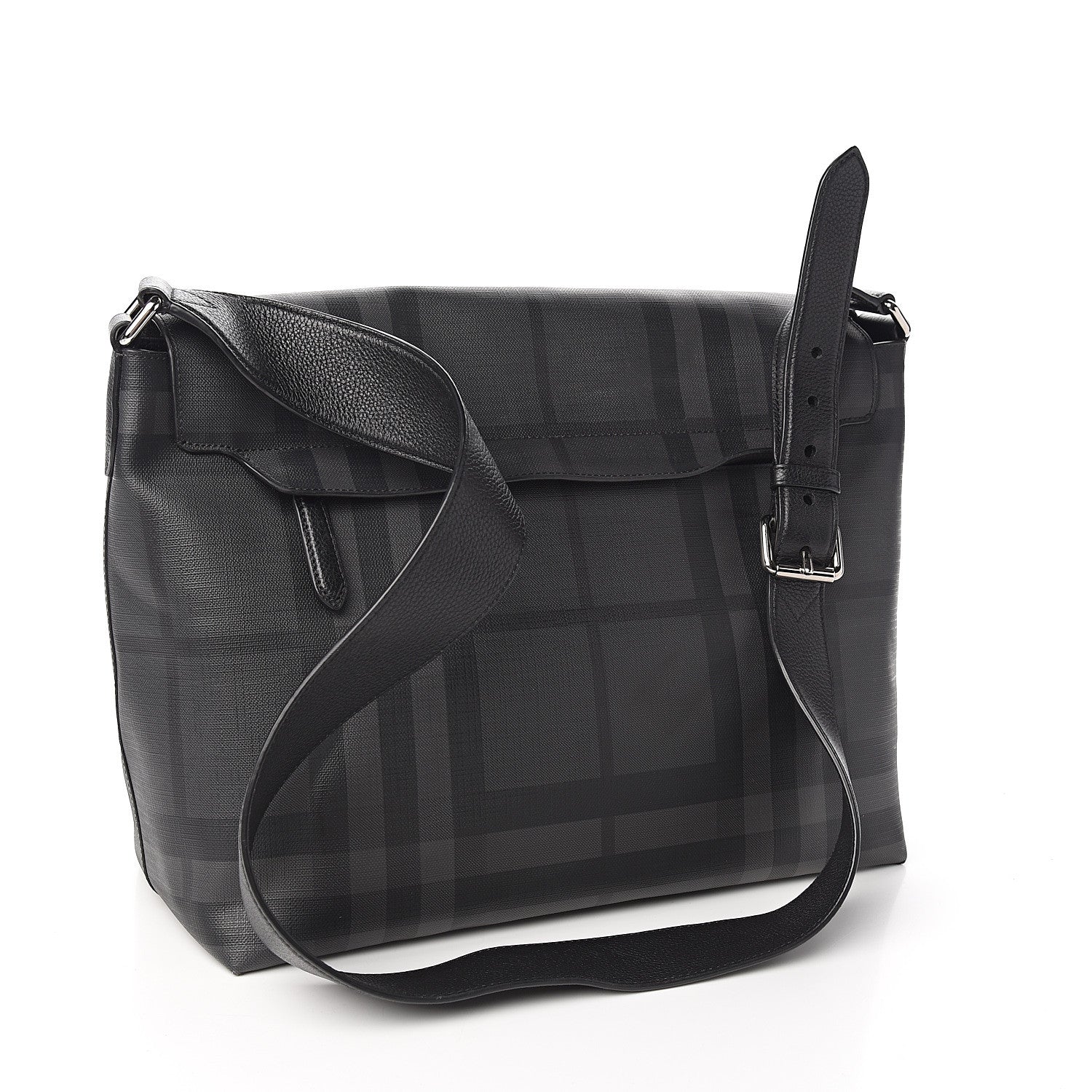 Burberry Smoked Check Logo Graphic Burleigh Messenger Bag Black 2 of 10