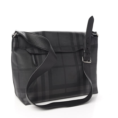 Burberry Smoked Check Logo Graphic Burleigh Messenger Bag Black 2 of 10
