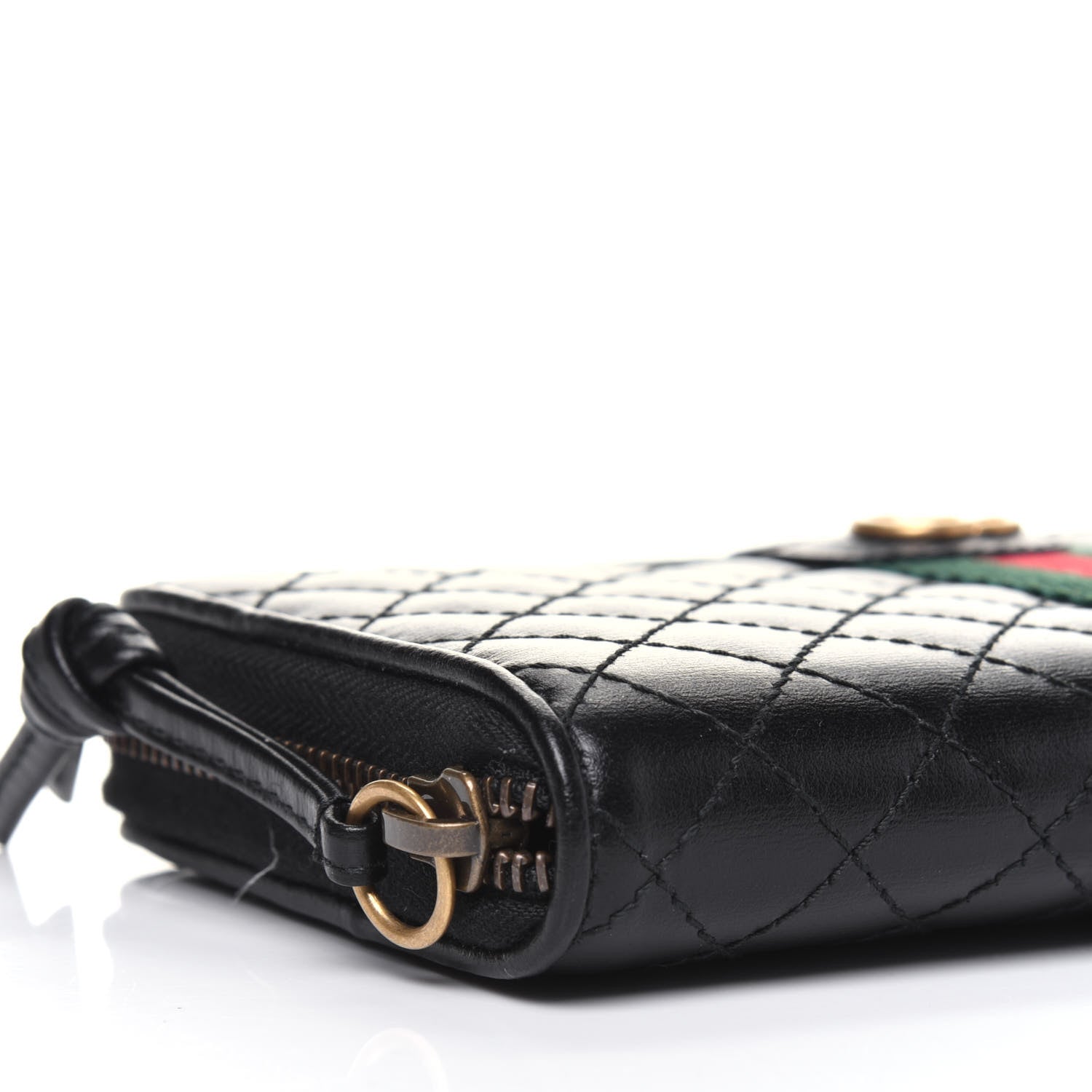 Gucci Calfskin Web Trapuntata GG Zip Around Wallet Black 8 of 11