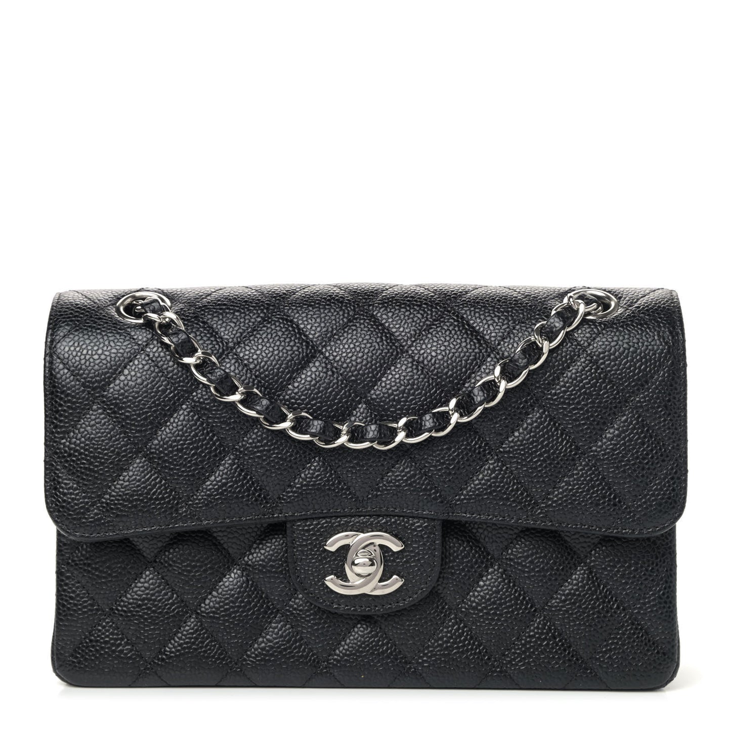 Caviar Quilted Small Double Flap Black