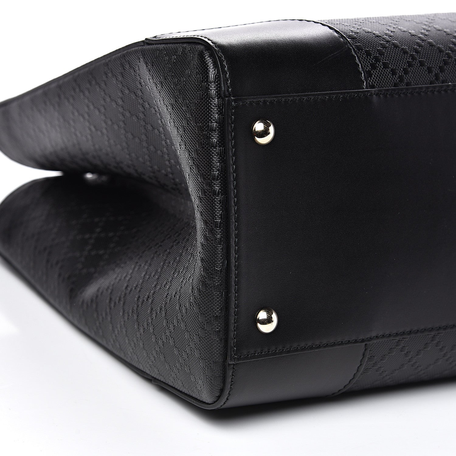 Gucci Calfskin Bright Diamante Large Top Handle Bag Black 7 of 10