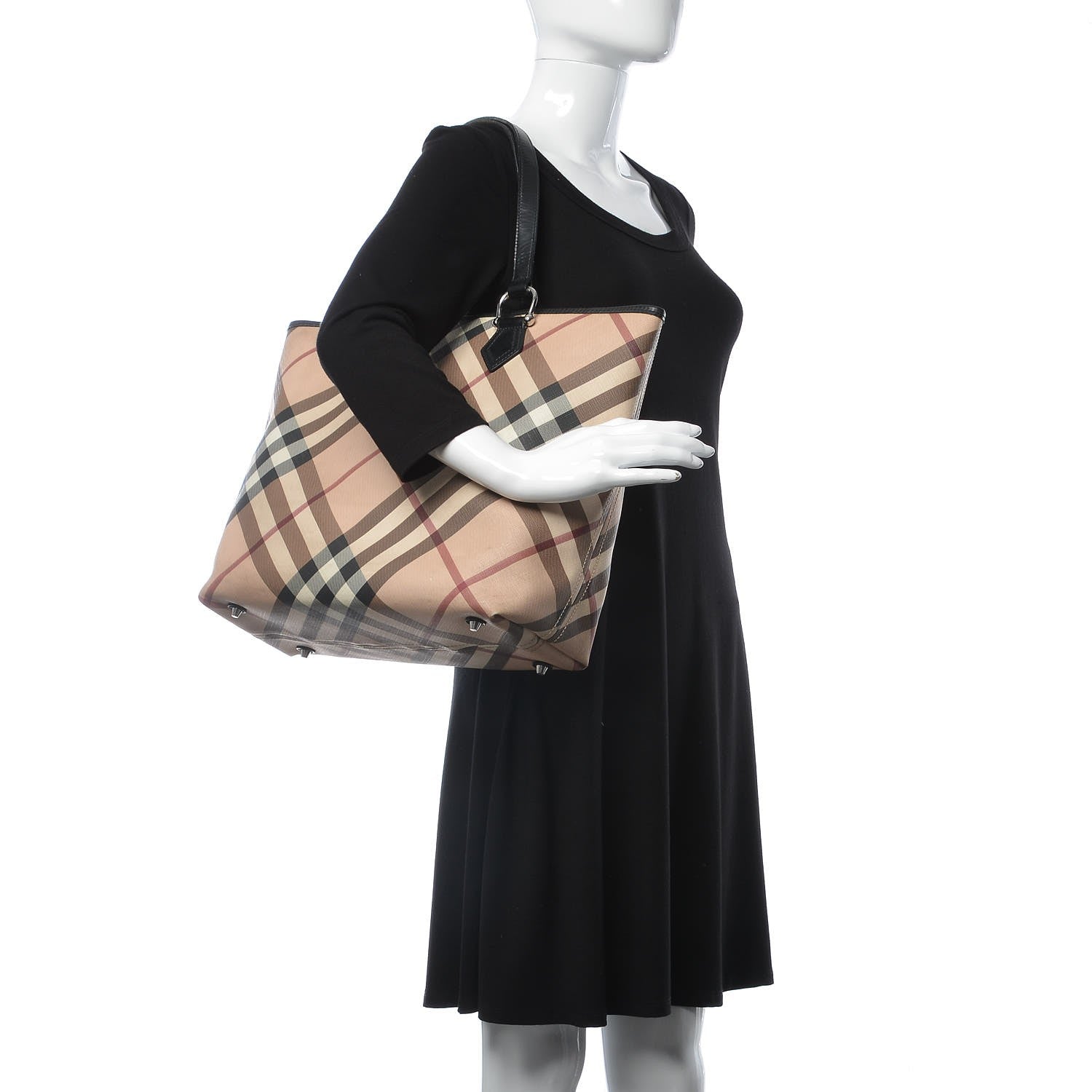 Burberry Patent Supernova Check Small Stanton Tote Black 2 of 15