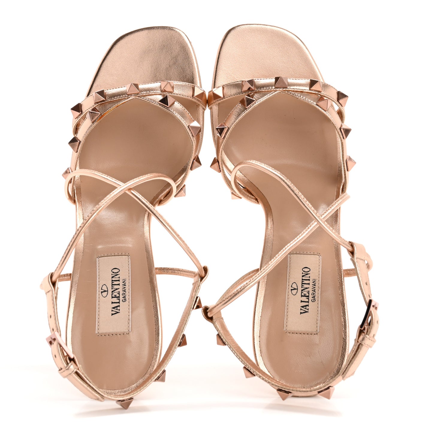 Metallic Nappa Rockstud Ankle Wrap 85mm Sandals 38 Rame