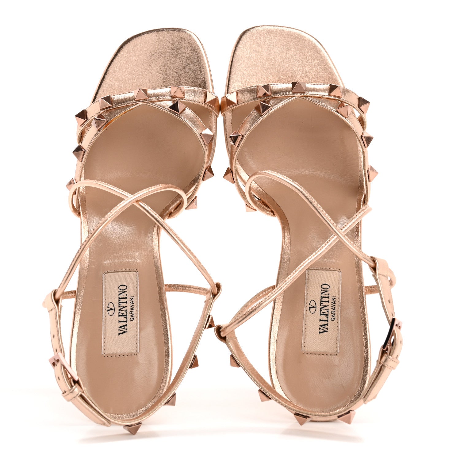 Valentino Garavani Metallic Nappa Rockstud Ankle Wrap 85mm Sandals 38 Rame 2 of 11