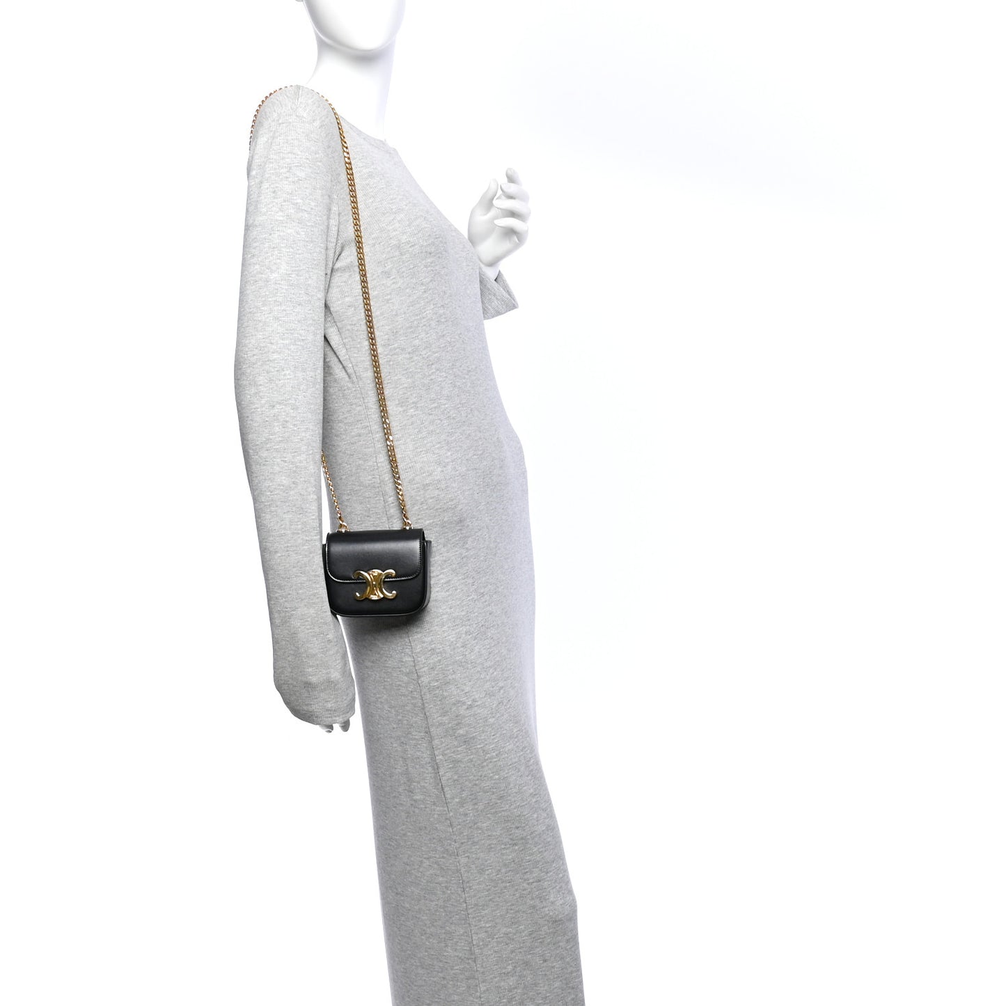 Shiny Calfskin Mini Chain Claude Black