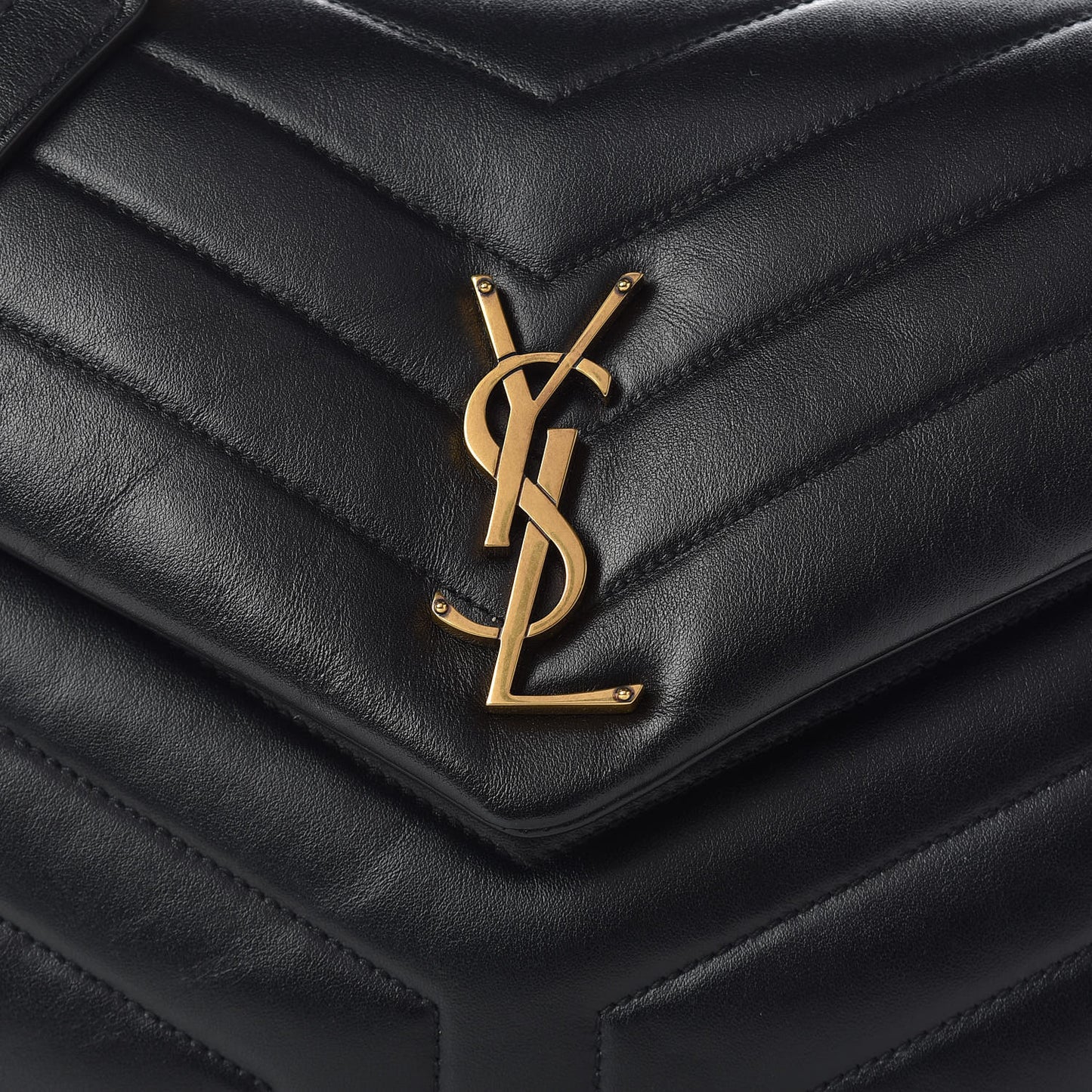 Calfskin Y Quilted Monogram Medium Loulou Chain Satchel Black