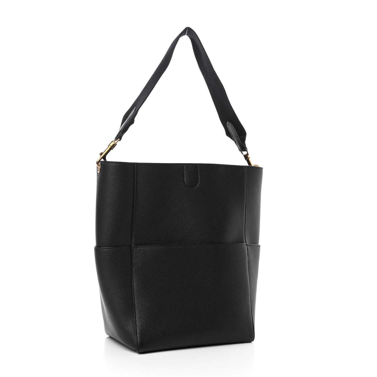 Celine Soft Grained Calfskin Sangle Bucket Bag Black 3 of 8