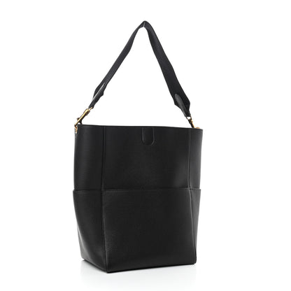 Celine Soft Grained Calfskin Sangle Bucket Bag Black 3 of 8