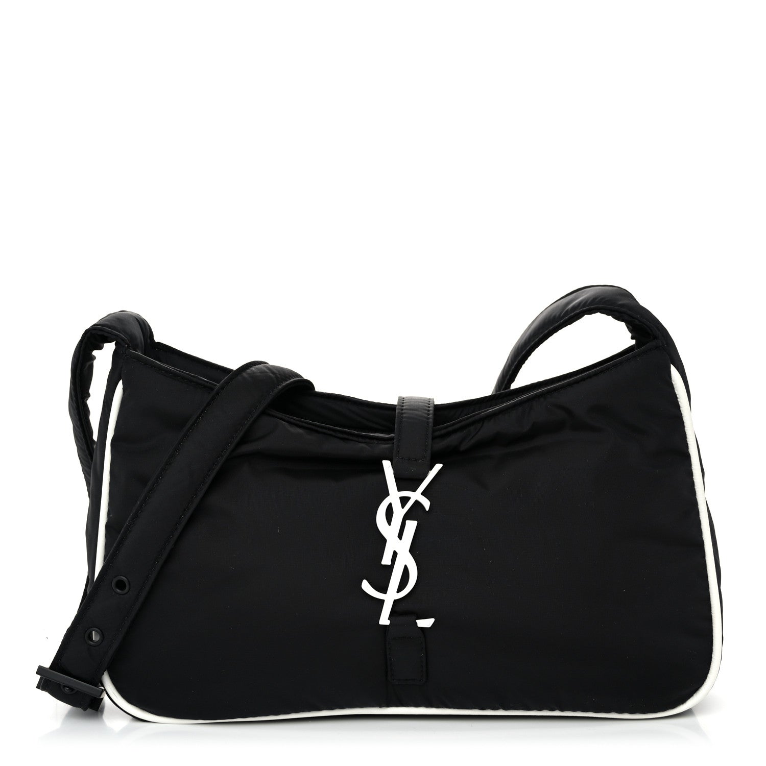 Saint Laurent Econyl Nylon Le 5 A 7 Hobo Black White 1 of 10