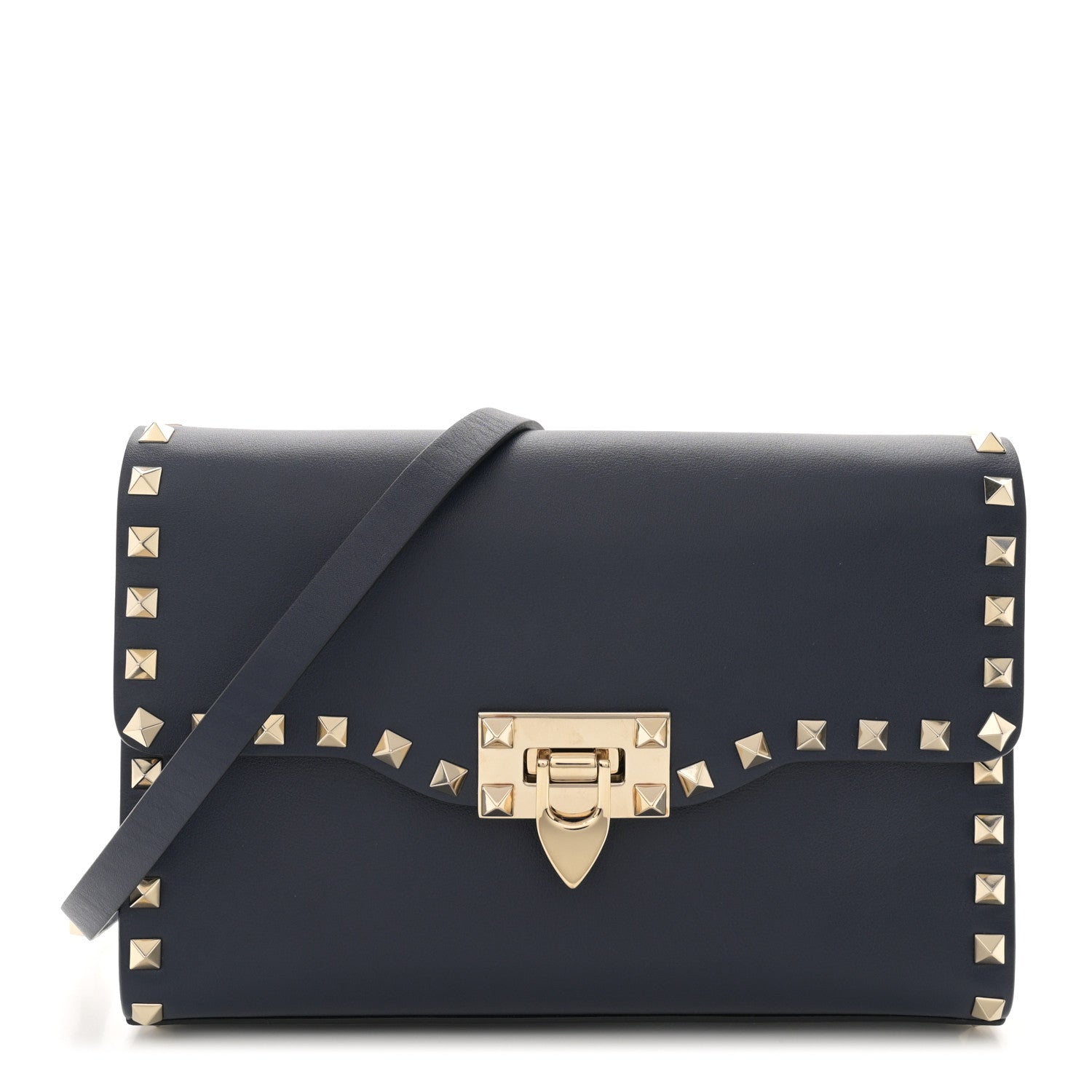 Valentino Garavani Vitello Medium Rockstud Flip Lock Crossbody Bag Pure Blue 1 of 11