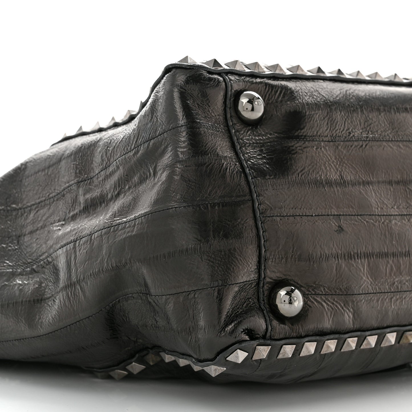 Eel Skin Medium Rockstud Tote Black