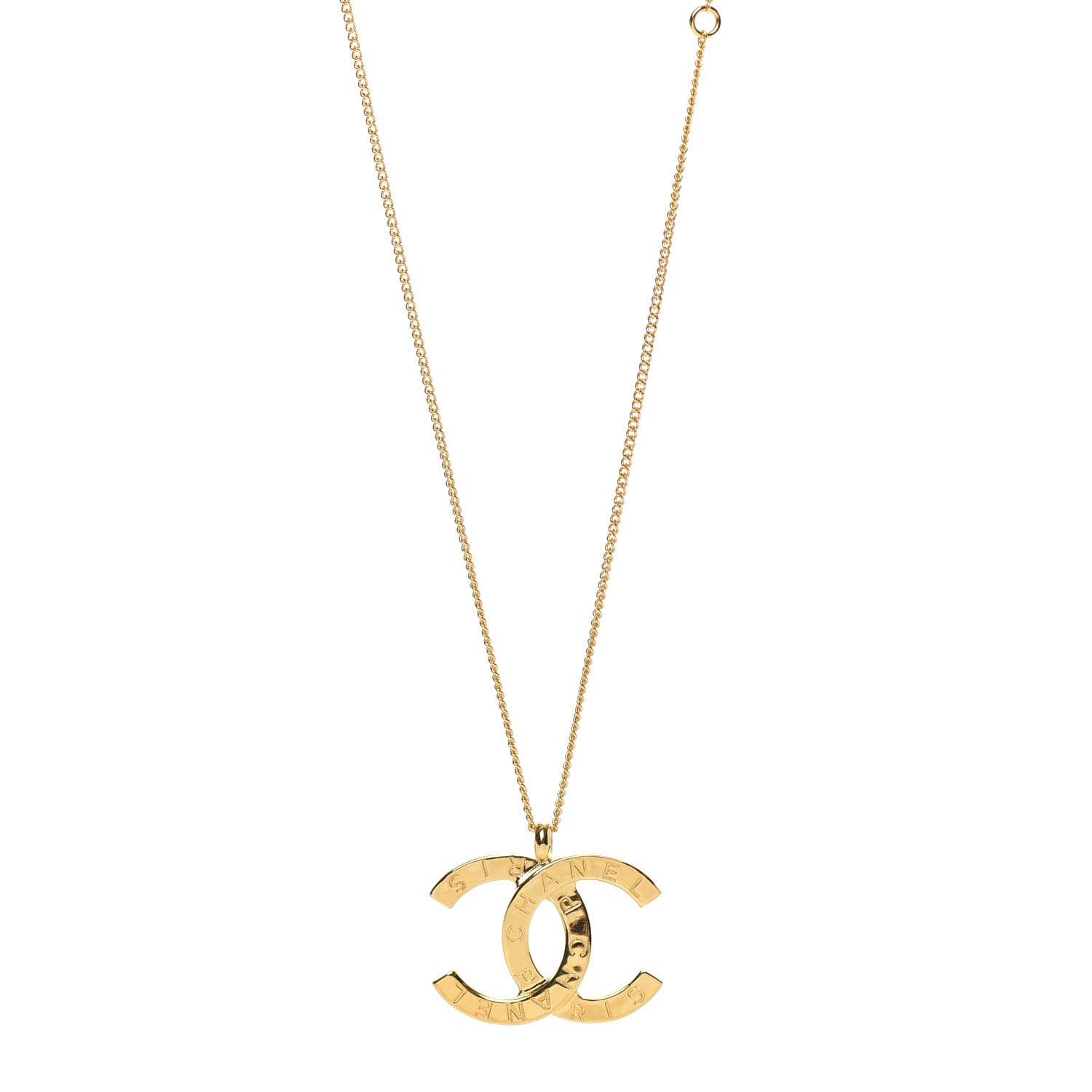 Chanel Metal CC Paris Button Necklace Gold 1 of 6