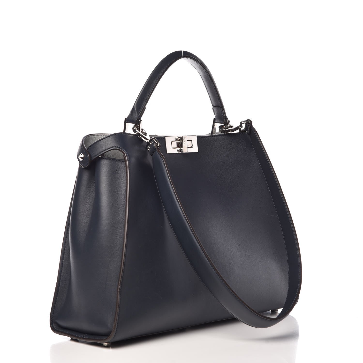Fendi Vitello Tahiti Burro Large Peekaboo Iconic Essentially Satchel Blue Notte Grigio Perla 4 of 9