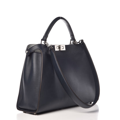 Fendi Vitello Tahiti Burro Large Peekaboo Iconic Essentially Satchel Blue Notte Grigio Perla 4 of 9