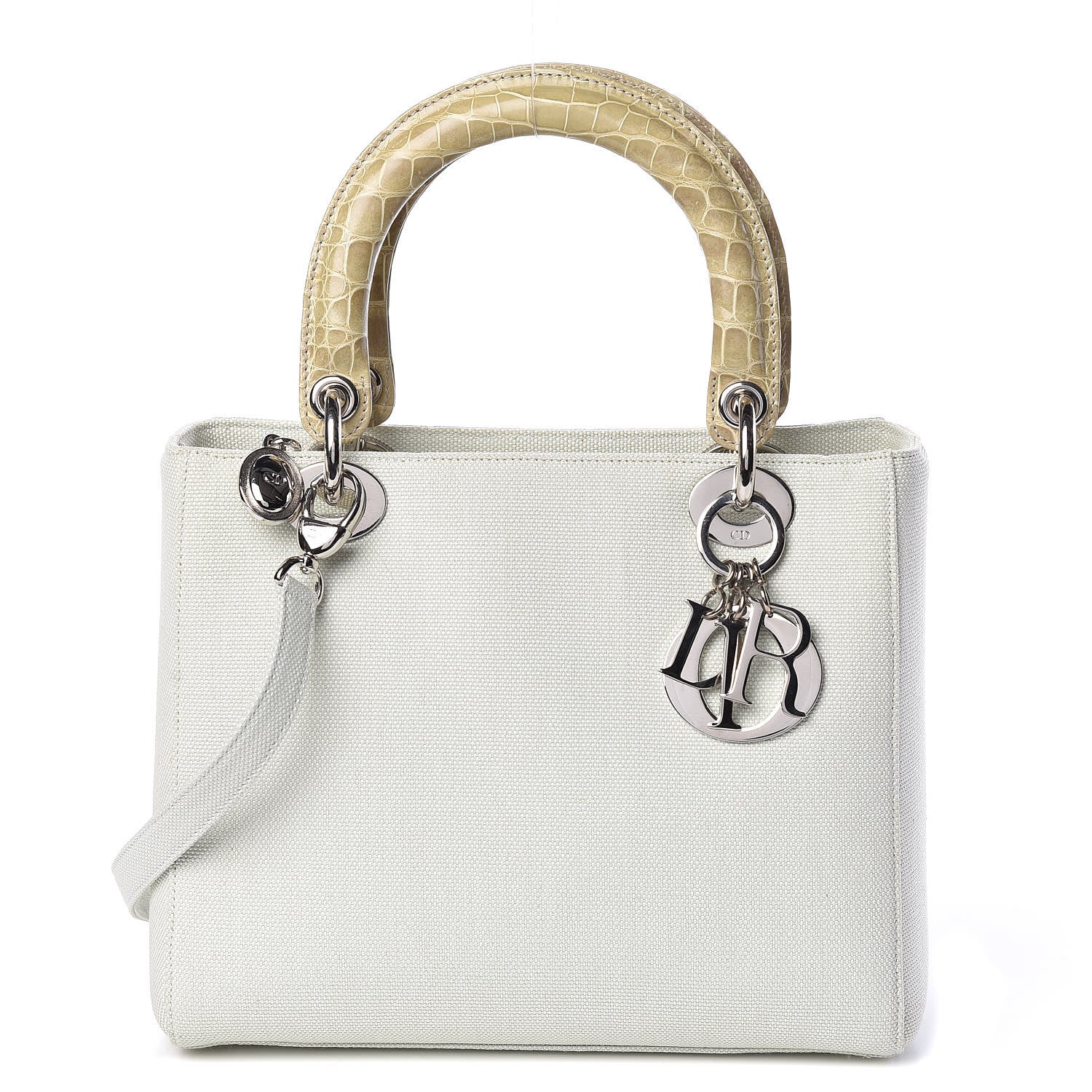 Christian Dior Canvas Crocodile Medium Lady Dior Vert Clair 1 of 19