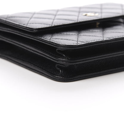 Chanel Caviar Quilted Square Wallet On Chain WOC Black 10 of 13