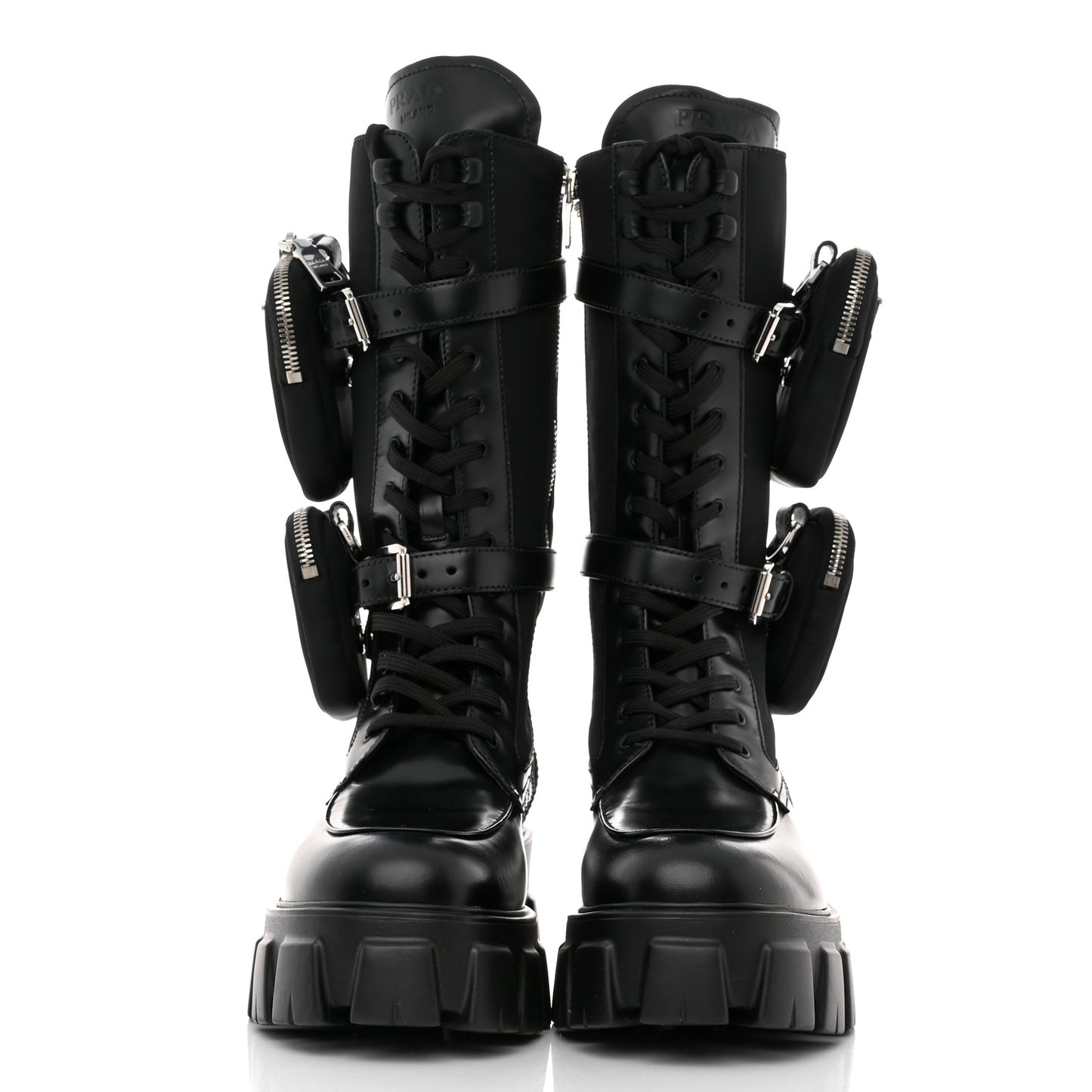 Spazzolato Rois Re-Nylon Metal Triangle Logo Monolith Pouch Pocket 55mm Tall Combat Boots 41 Black