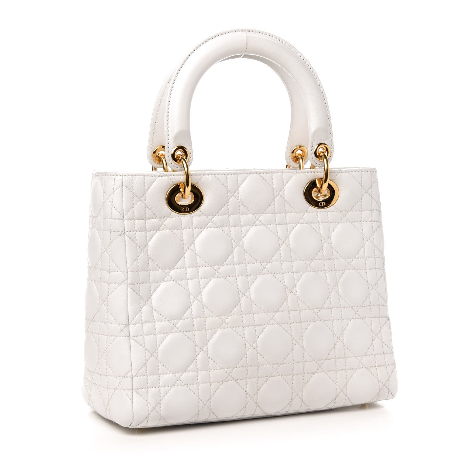 Christian Dior Lambskin Cannage Medium Lady Dior White 3 of 13