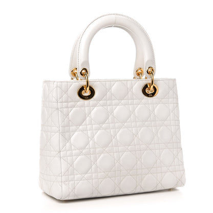 Christian Dior Lambskin Cannage Medium Lady Dior White 3 of 13