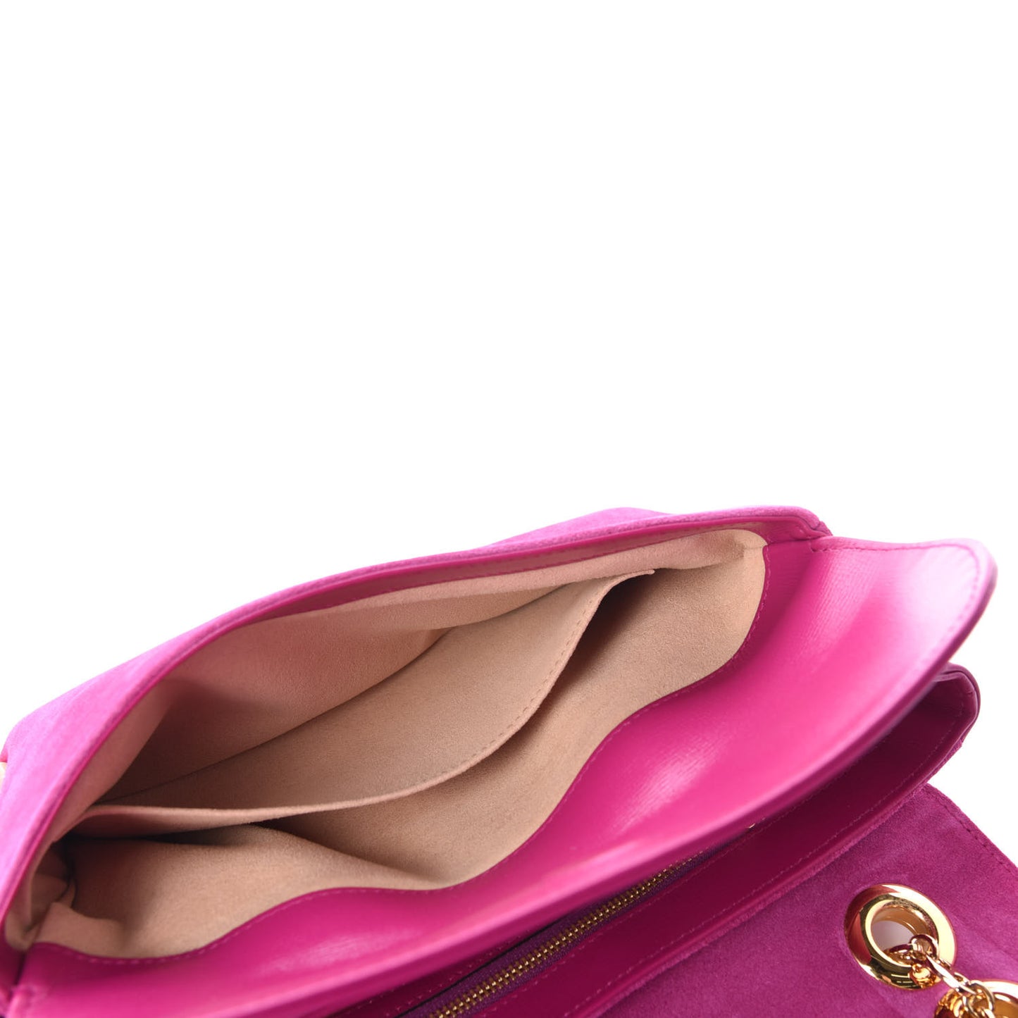 Suede Azalea Calfskin Small Marina Chain Shoulder Bag Fucsia