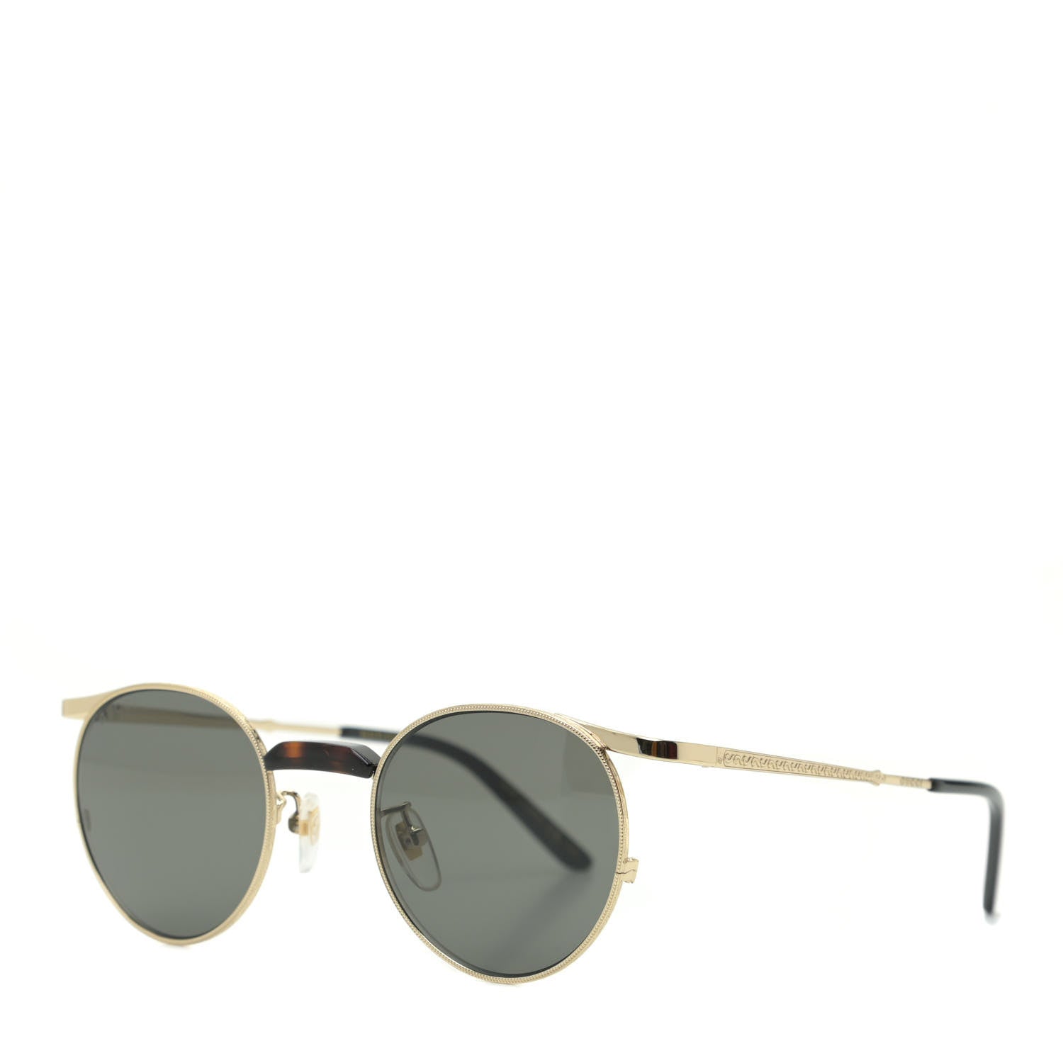Gucci Metallic Round Eye Sunglasses GG0238S Gold Black 1 of 7