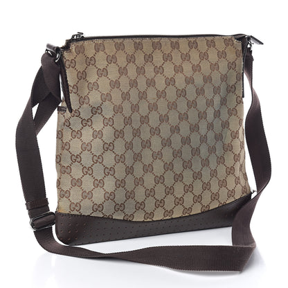 Gucci Monogram Calfskin Perforated Medium Flat Messenger Bag Dark Brown 3 of 10