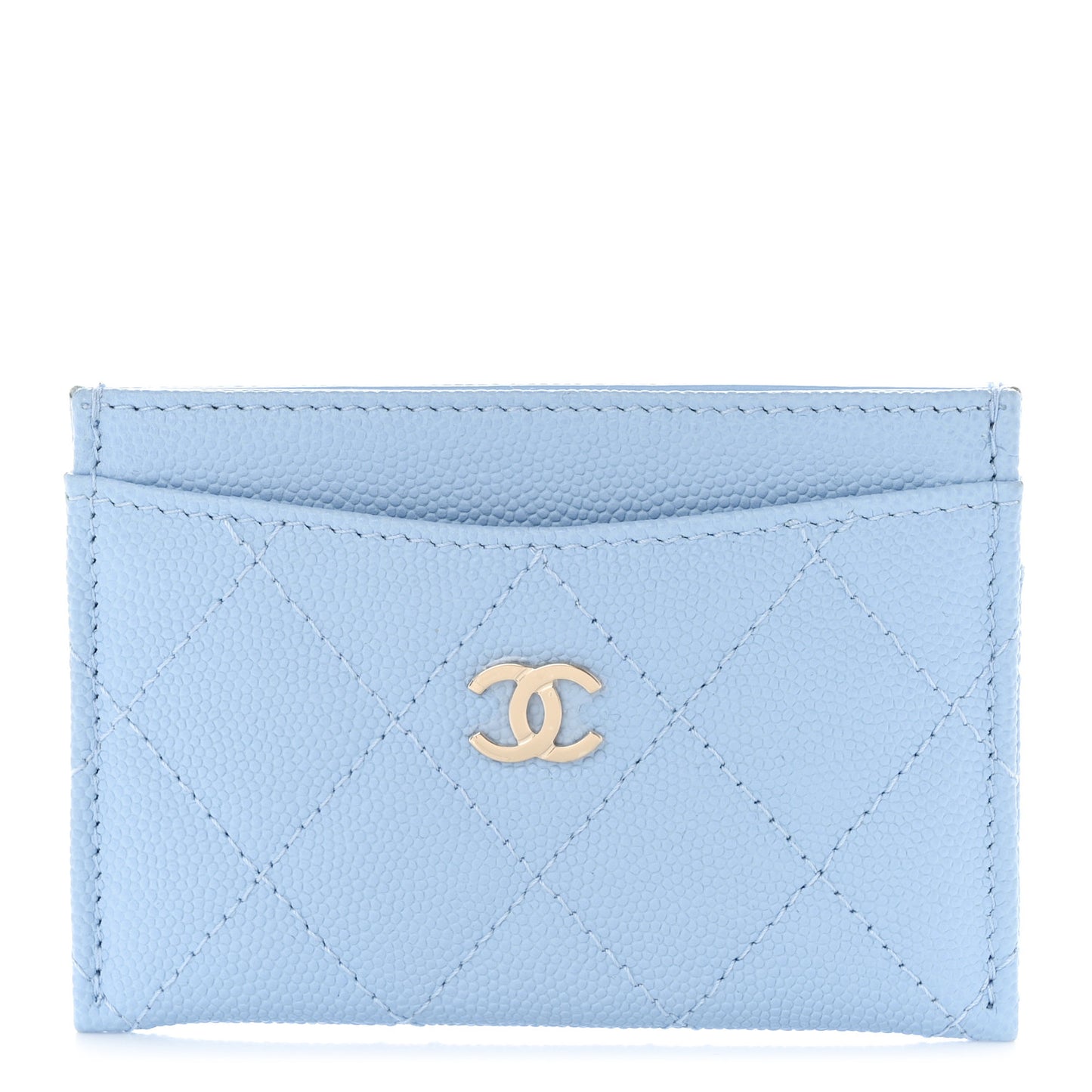 Caviar Quilted Card Holder Light Blue