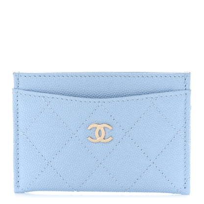 Chanel Caviar Quilted Card Holder Light Blue 1 of 11
