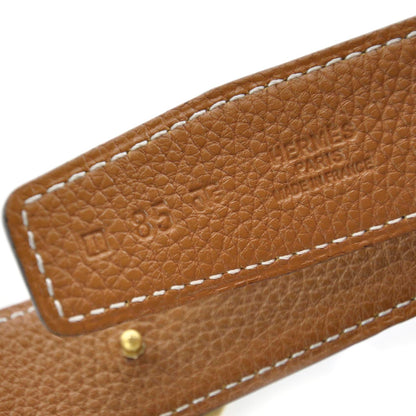 Hermes Leather Reversible H Belt 85 Black Gold 2 of 4