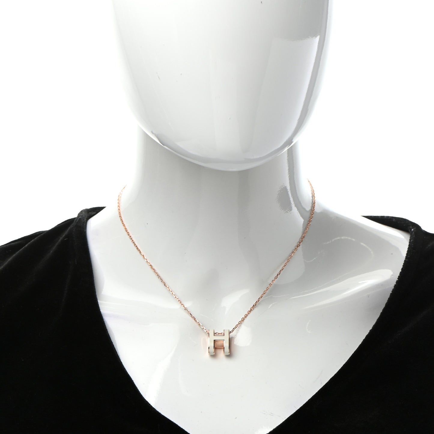 Lacquered Rose Gold Pop H Pendant Necklace White
