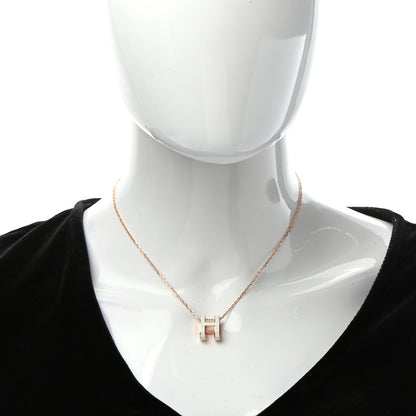 Hermes Lacquered Rose Gold Pop H Pendant Necklace White 2 of 5