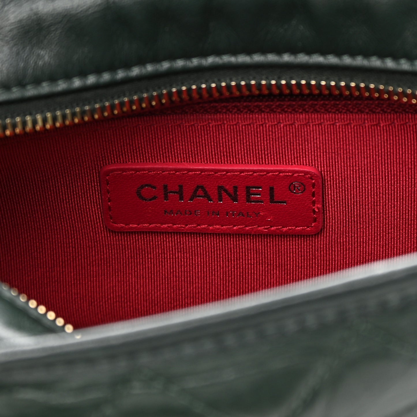Aged Calfskin Quilted Small Gabrielle Hobo Dark Green