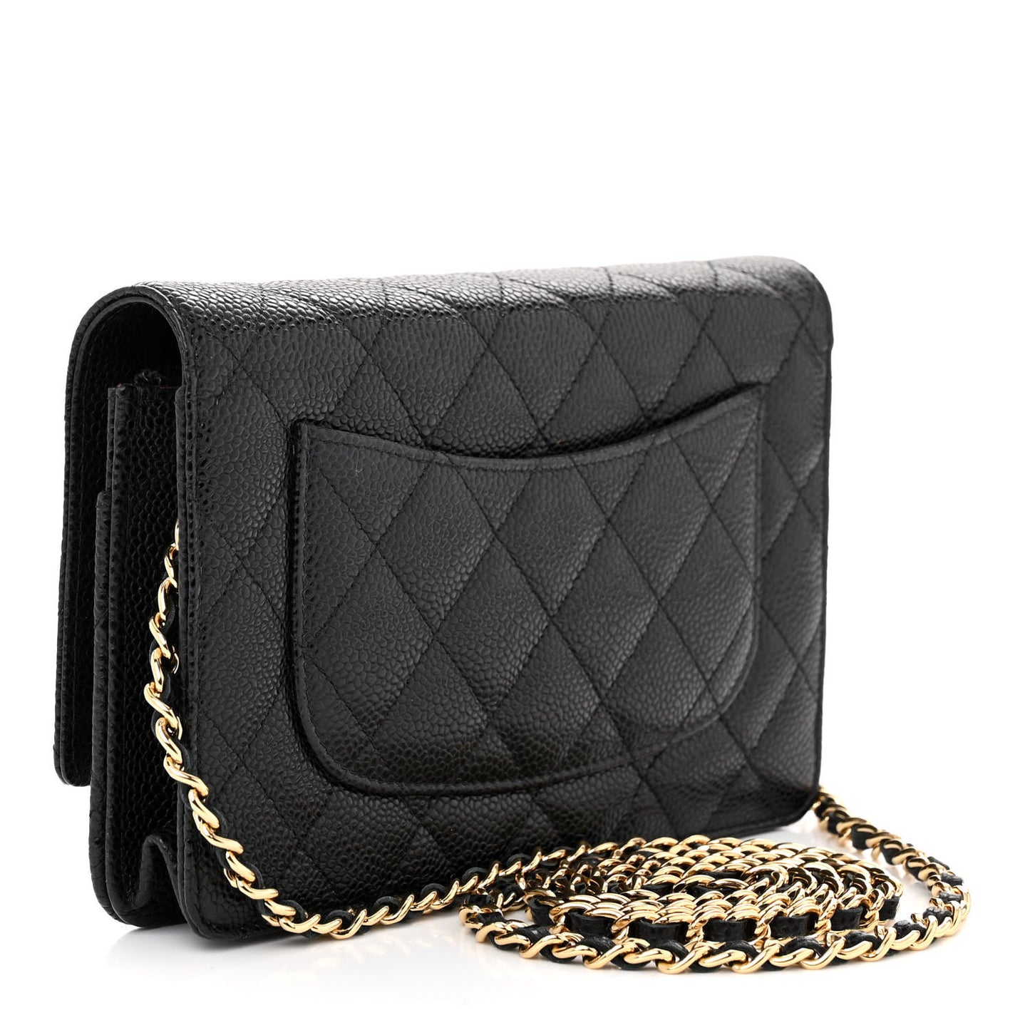 Caviar Quilted Wallet on Chain WOC Black