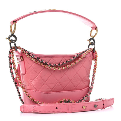 Chanel Aged Calfskin Quilted Small Gabrielle Logo Hobo Rose 2 of 11