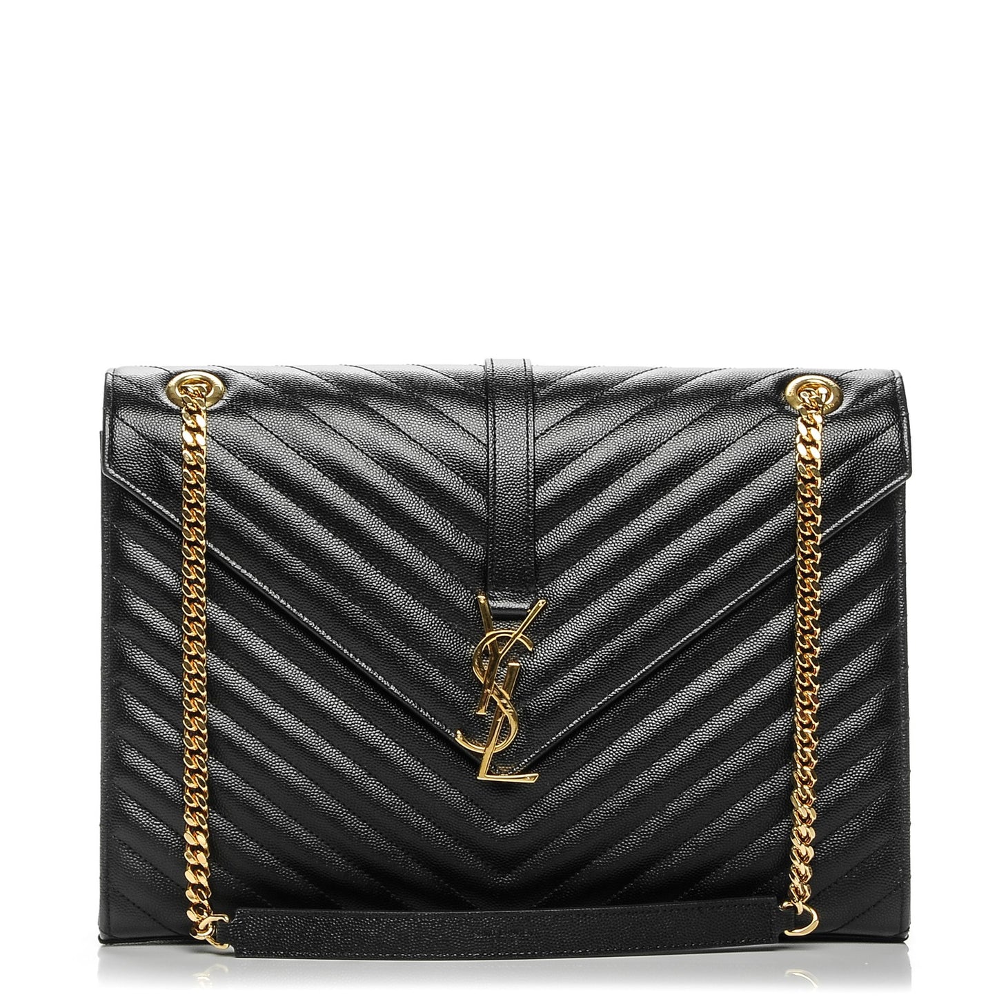 Grain De Poudre Matelasse Chevron Large Monogram Satchel Black