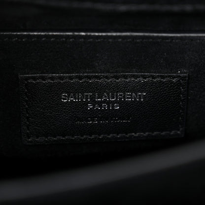 Saint Laurent Grained Calfskin Medium Monogram Sunset Satchel Black 5 of 9